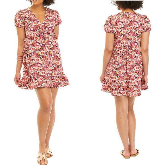 As U Wish Juniors' Puff Sleeve Floral Ruffled Dress MED NWT. - Picture 1 of 12